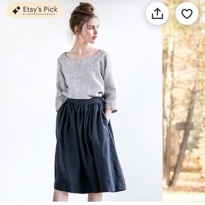 Not Perfect Linen 1950s city skirt in Navy
